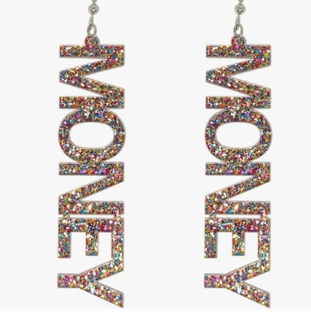 Women’s Jewelry Unique Cute Sparkly Multicolor Glitter Money Dangle Earrings